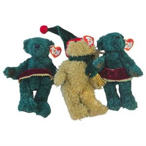 Ty Attic Treasures Bear Lot Laurel Spruce 1993 Vintage Plush Teddy Set 3 Beanies